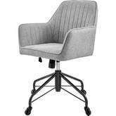 Thompson Swivel Office Arm Chair in Gray Fabric & Metal